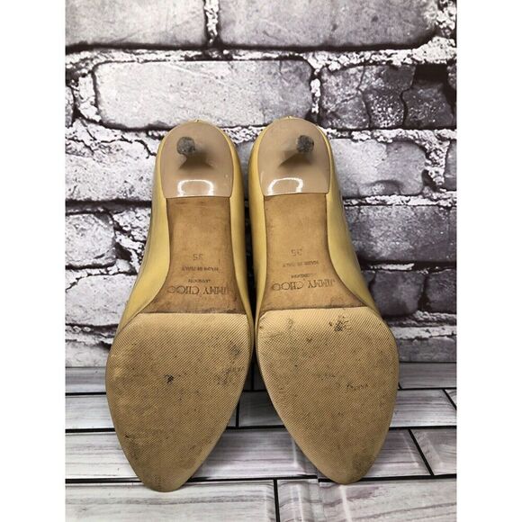 JIMMY CHOO London Yellow Patent Leather Kitten Pumps Heels Women’s Sz 35EU/5M US - Picture 12 of 16